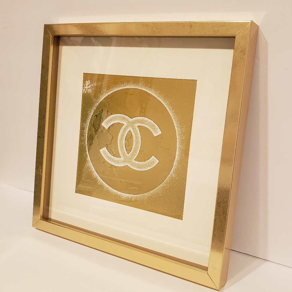 💖One Authentic CHANEL Ltd Ed Box Sleeve framed in 12x12 Luxe Gold Display Ca…